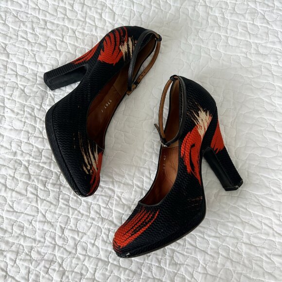 Vintage Dries Van Noten Silk Brocade Heels with Anklestrap - Picture 3 of 6
